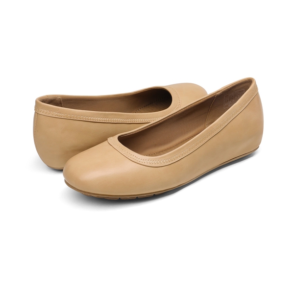 Low Wedge Round Toe Flat Shoes - NUDE PU - 4